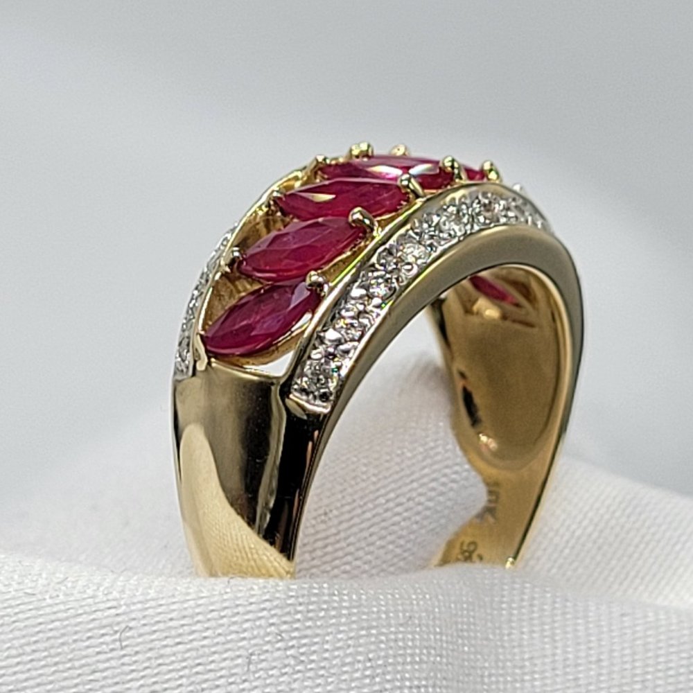 Gold Ruby Ring With Diamonds - image 2